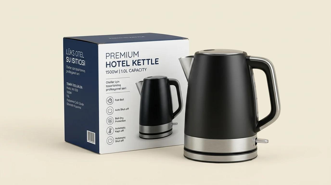 Premium Kettle 1500W (Lüks Otel Su Isıtıcı) — otel oda ikram